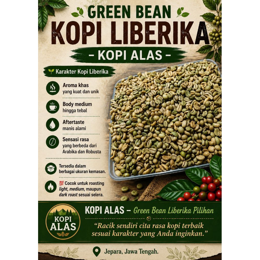 greenbean kopi Liberika/kopi nongko 1000g