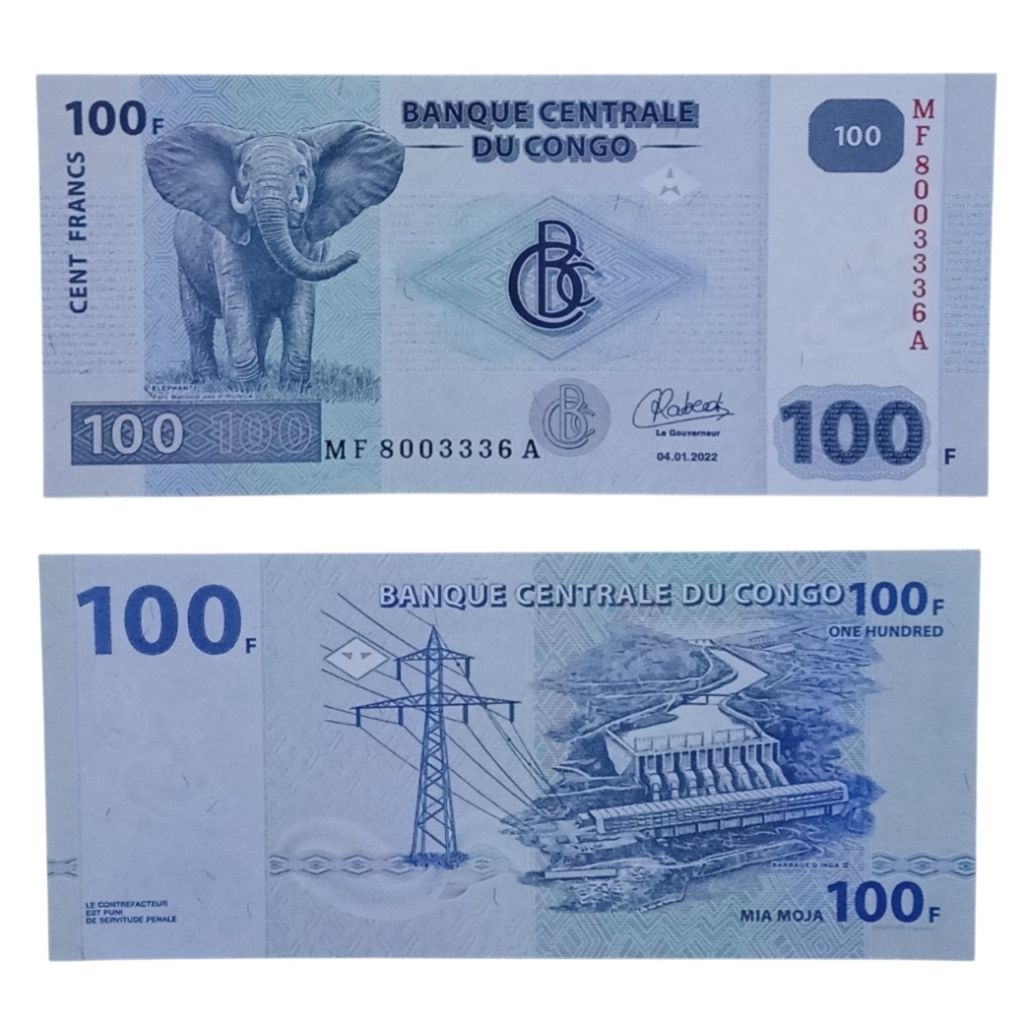 Uang Asing 100 Francs Kongo tahun 2022, UNC