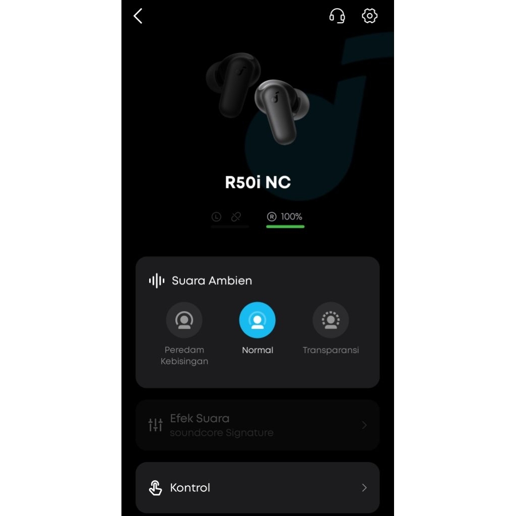 Earbuds soundcore R50i NC kanan (Hitam) Firmware 01.65