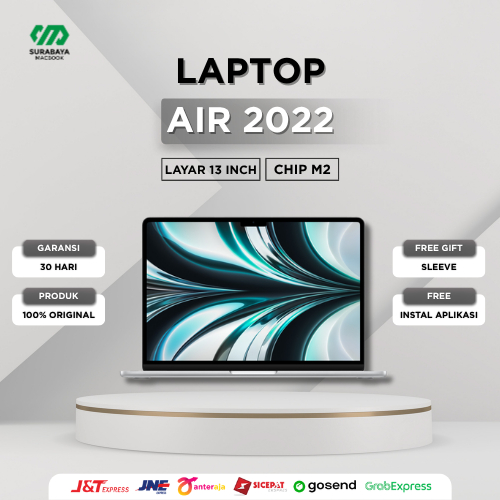 Laptop Air M2 2022 13-inch | Chip Apple M2 | Ram 8-16GB | Ssd 256/512 GB | Second Original