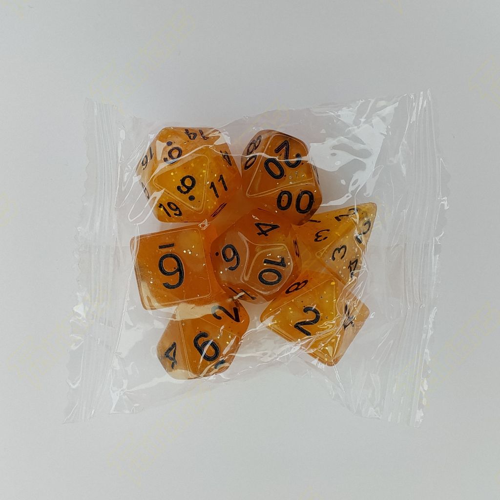 Dadu/Dice DND Polyhedral set isi 7 (Starry Yellow)