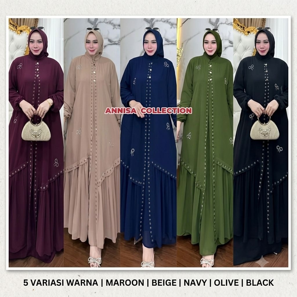 Gamis Ceruty Baby Doll Mix Swaroski Ld 110 Cm Pb 140 Cm