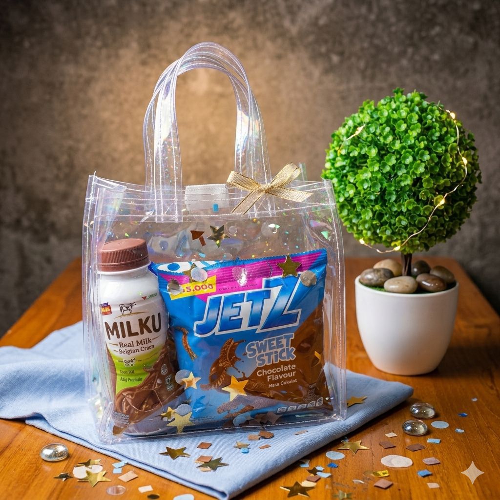 Tas Mika Transparan Tas Mika Bening Tas Snack Ultah Termurah