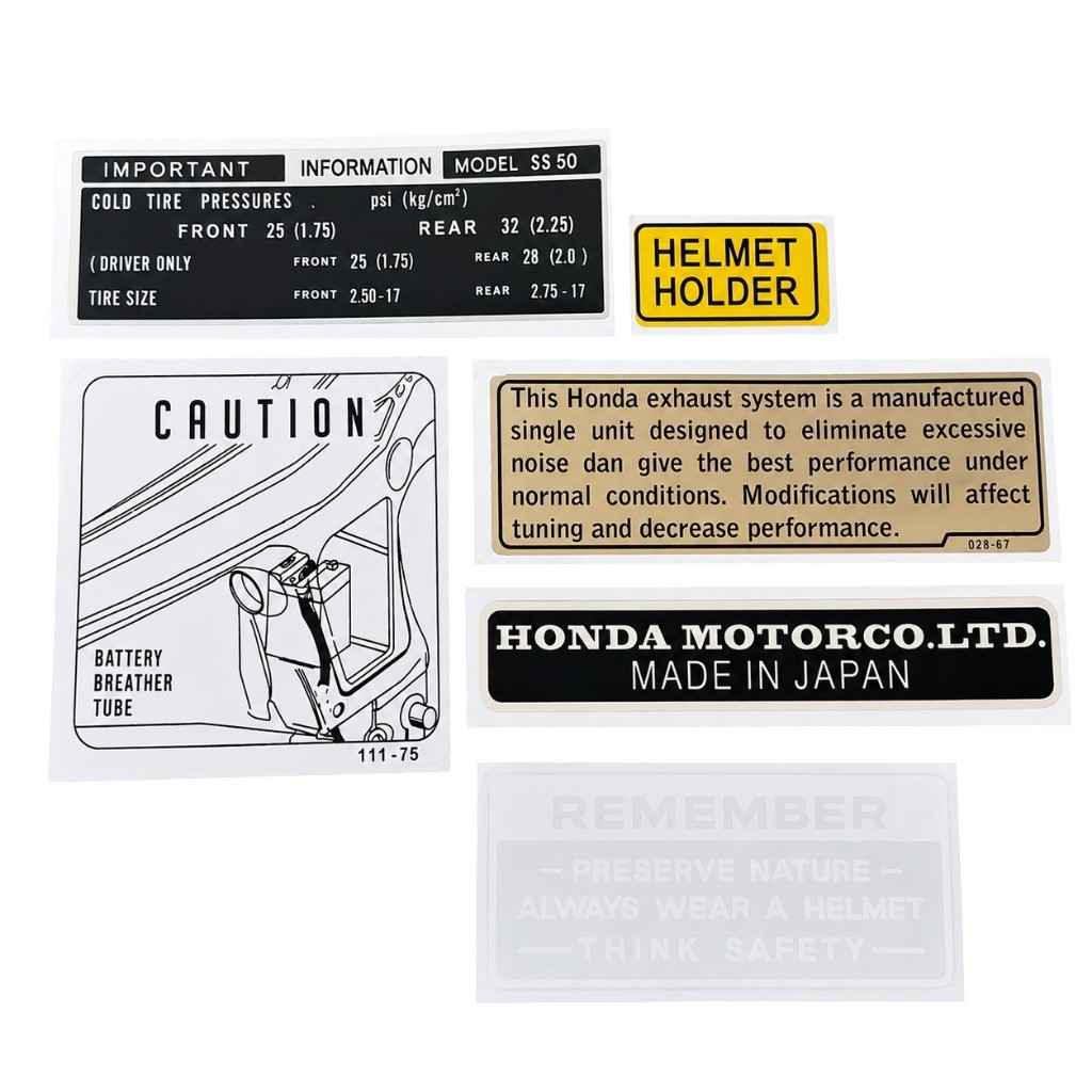 Stiker Label Keterangan Detail Fullset Honda Ss 50 S50 S 65