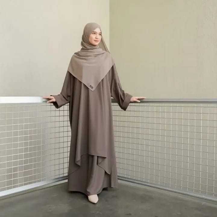 Abaya muslimah premium sadiyah Dress gamis syar'i longgar one set tunik oversize rok panjang