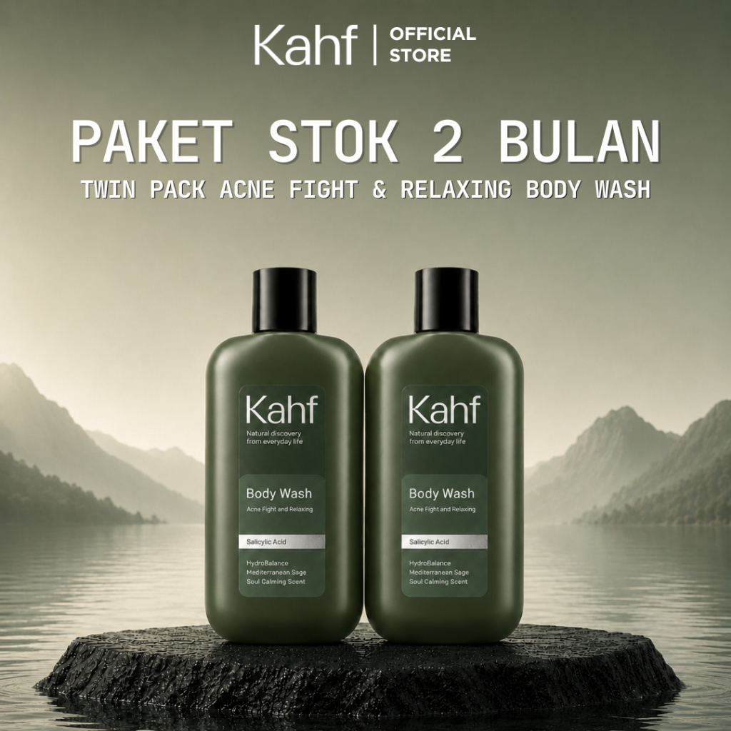Twin Pack Kahf Body Wash Relaxing and Acne Fight 200 ml - 2 pcs Sabun Mandi untuk Membantu Melawan J