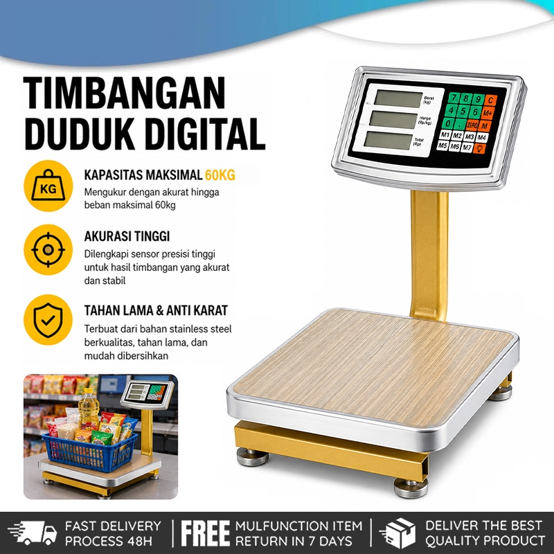 Timbangan Duduk Digital 60kg / Timbangan Lantai 60 KG/Single Display Timbangan Duduk Digital 60 kg /