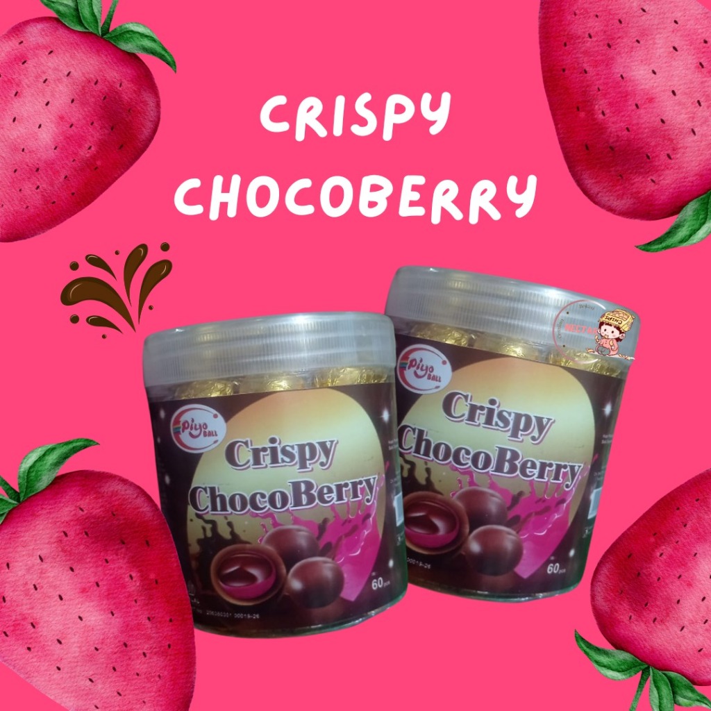 Piyo Crispy ChocoBerry 60 Pcs Coklat Ball Krispi Rasa Cokelat Berry Renyah