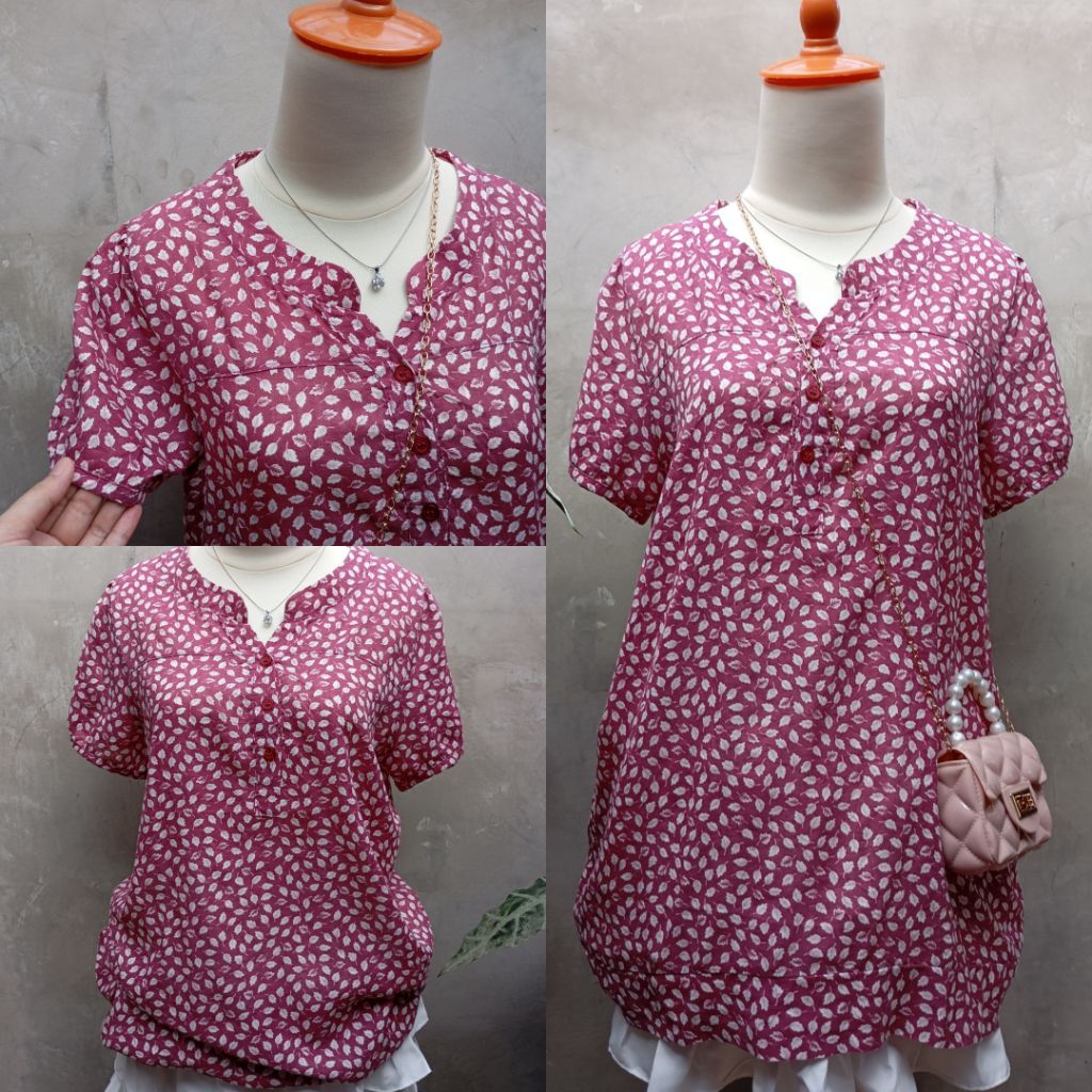 Blouse bunga baju atas lengan pendek
