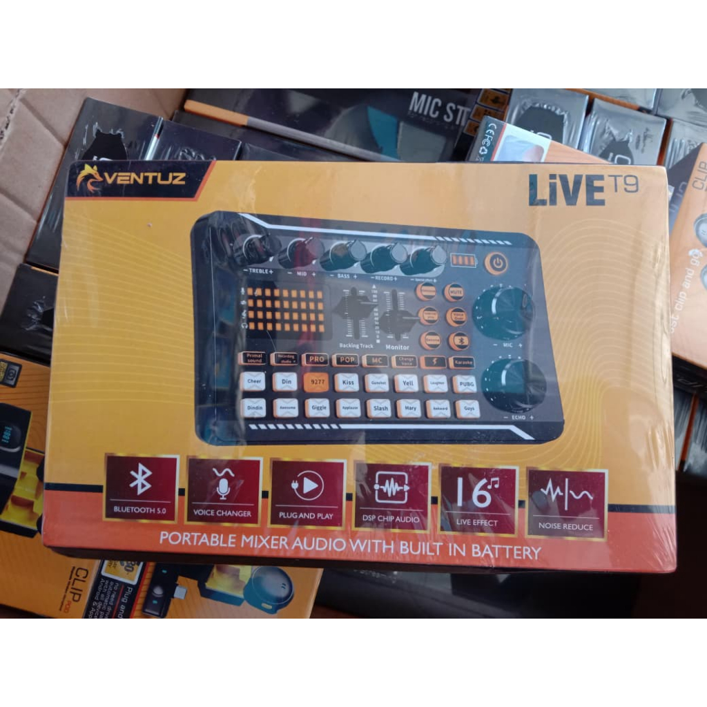 VENTUZ LIVE T9 Portable Mixer Audio with Built In Battery