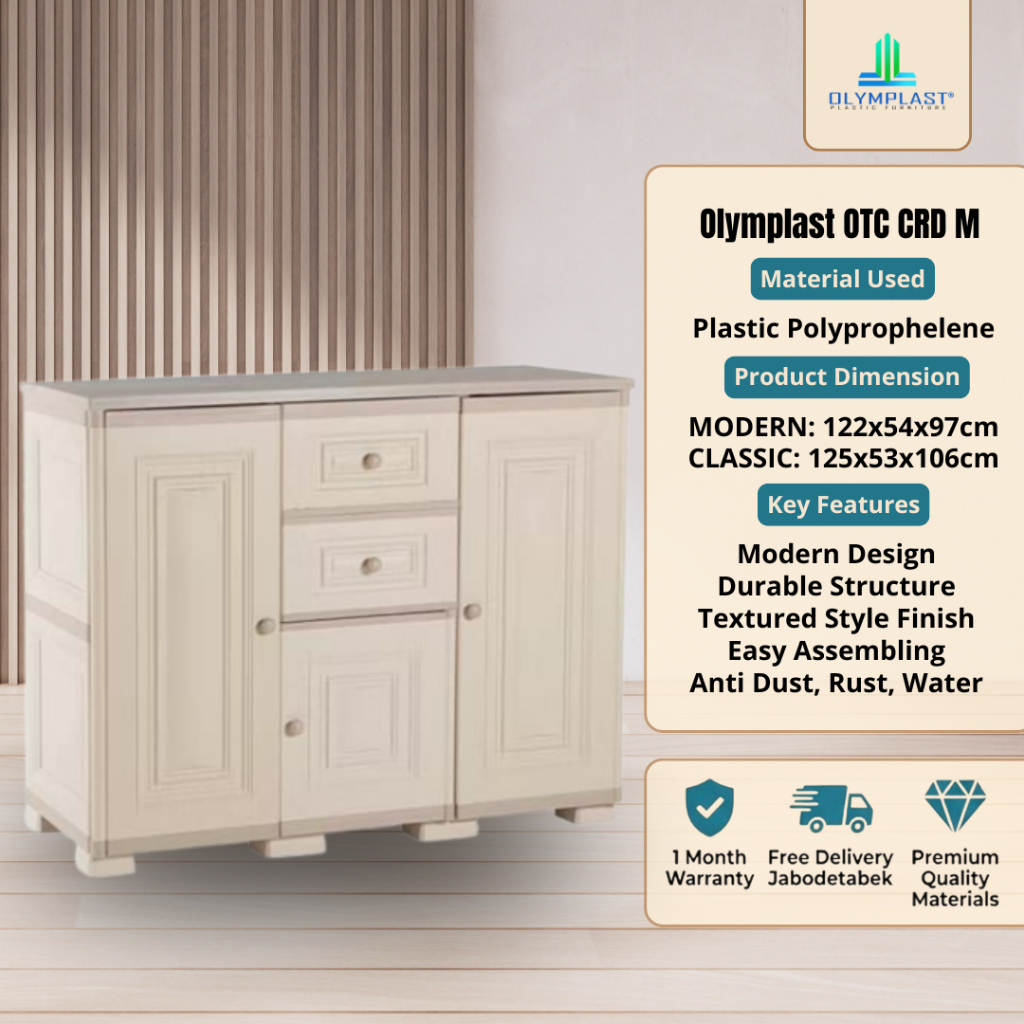 LEMARI KABINET PLASTIK - KABINET PLASTIK MULTIFUNGSI - LACI PLASTIK - OTC CREDENZA - OLYMPLAST