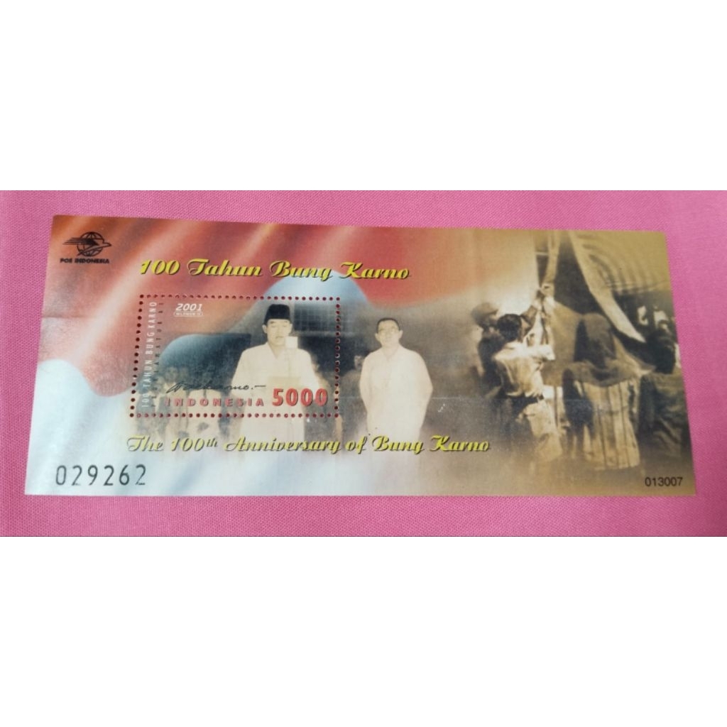 Souvenir Sheet 100 tahun Soekarno Prangko Proklamasi