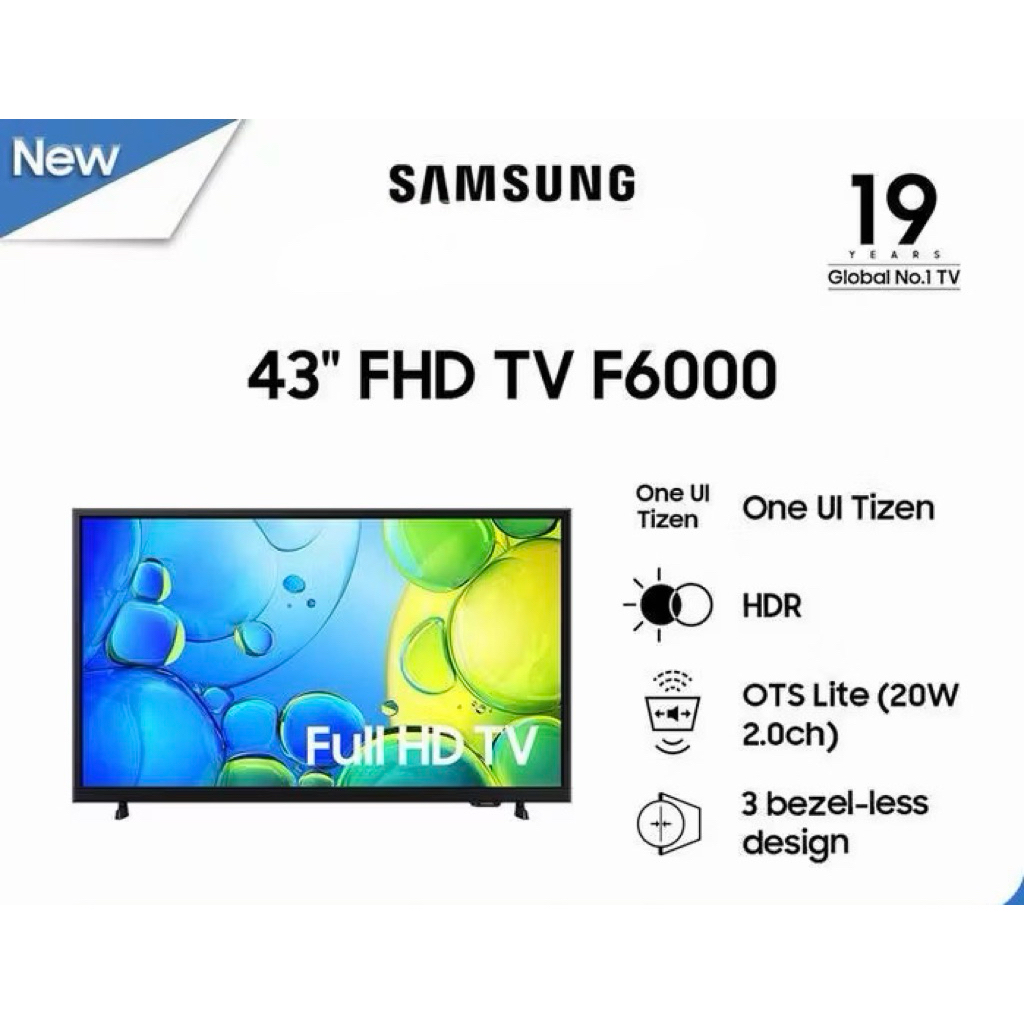 Samsung 43" FHD F6000 TV | HDR | OTS Lite | One UI Tizen UA43F6000FKXXD UA 43F6000 43F 6000 43 INCH