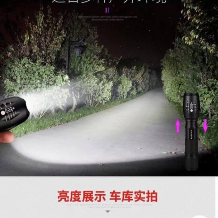 Senter 604 police swat Led T6 COB light flashlight super terang lampu emergency