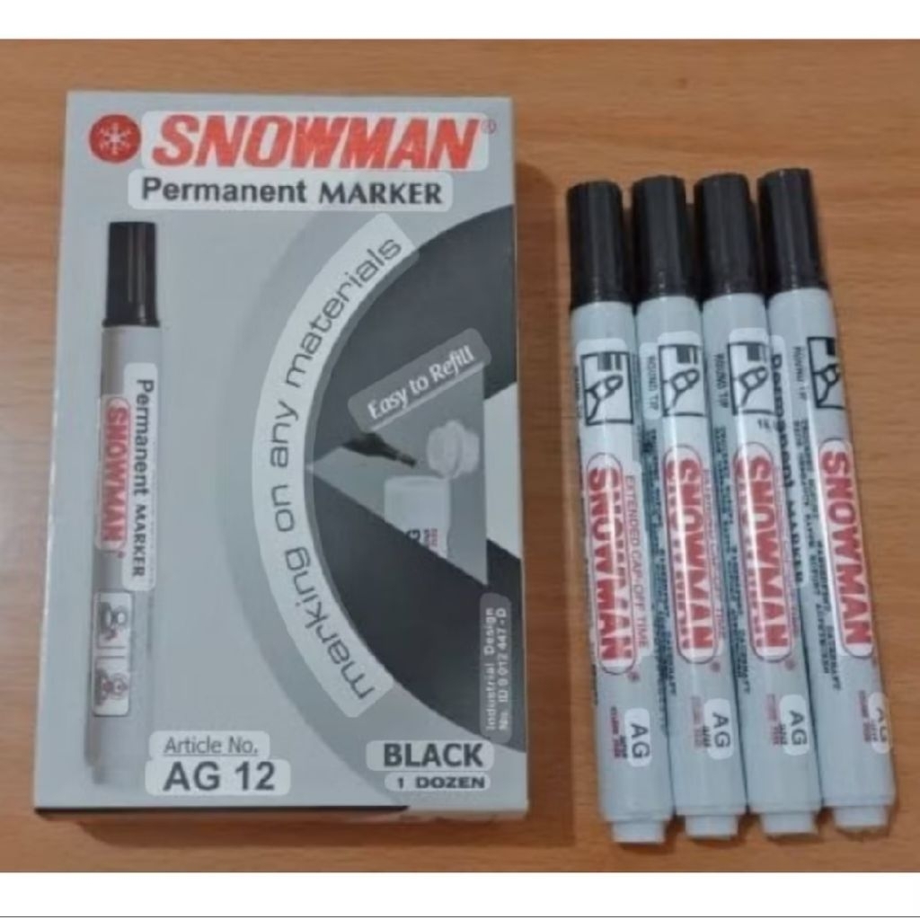 Spidol Hitam Snowman Permanen