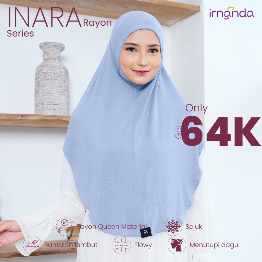 Irnanda Hijab - Bergo Instan Rayon Premium | INARA Series | Light Grey