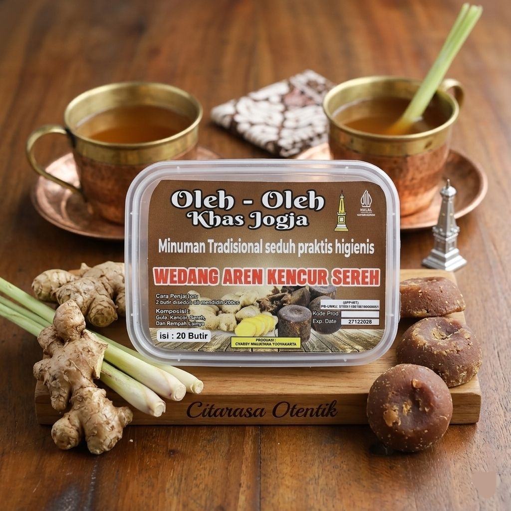 GUJAHE Wedang Aren Kencur Sereh – Minuman Herbal Tradisional Khas Jogja Isi 20 Butir