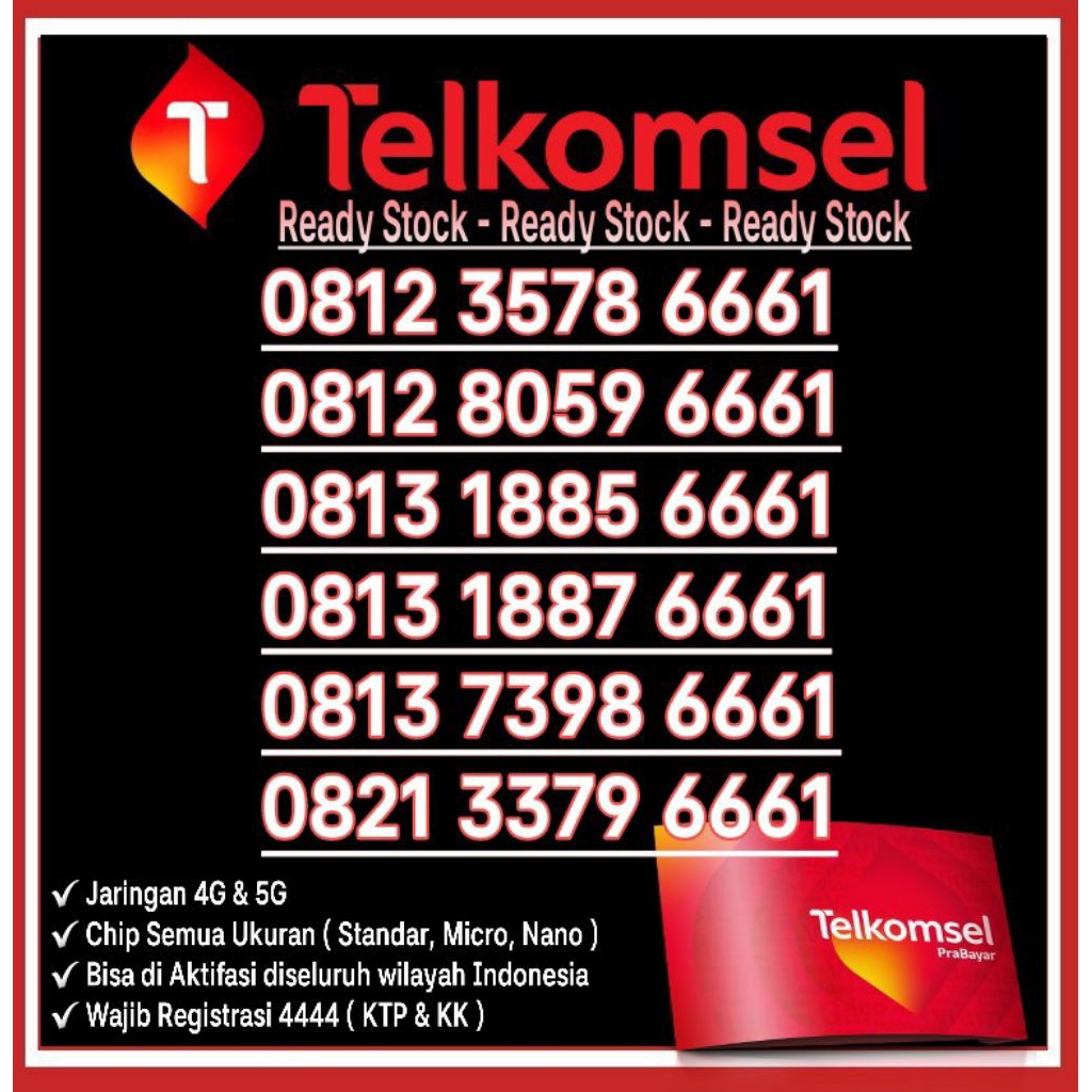 Nomor Cantik Telkomsel Simpati 4G LTE Seri 6661