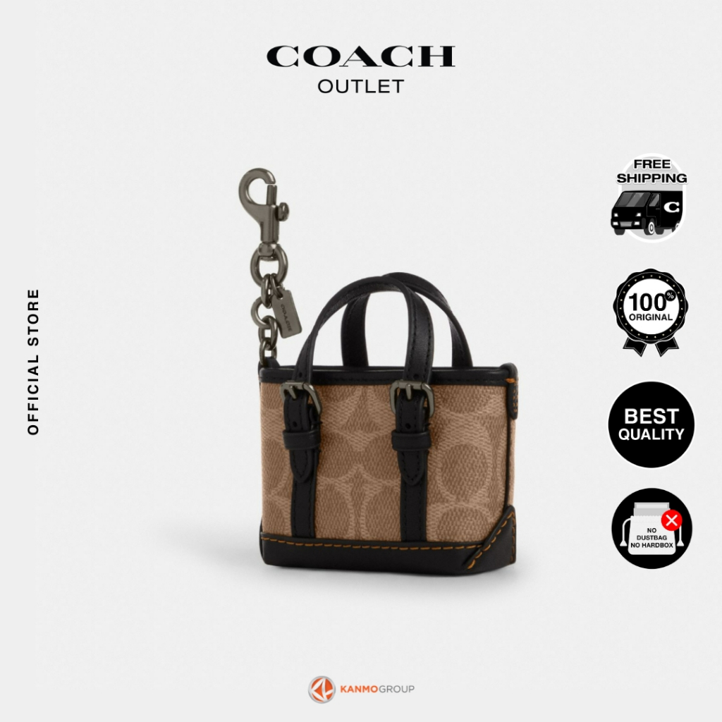 Coach Mini Warner Tote Bag Charm in Signature Canvas - Gantungan Tas Pria