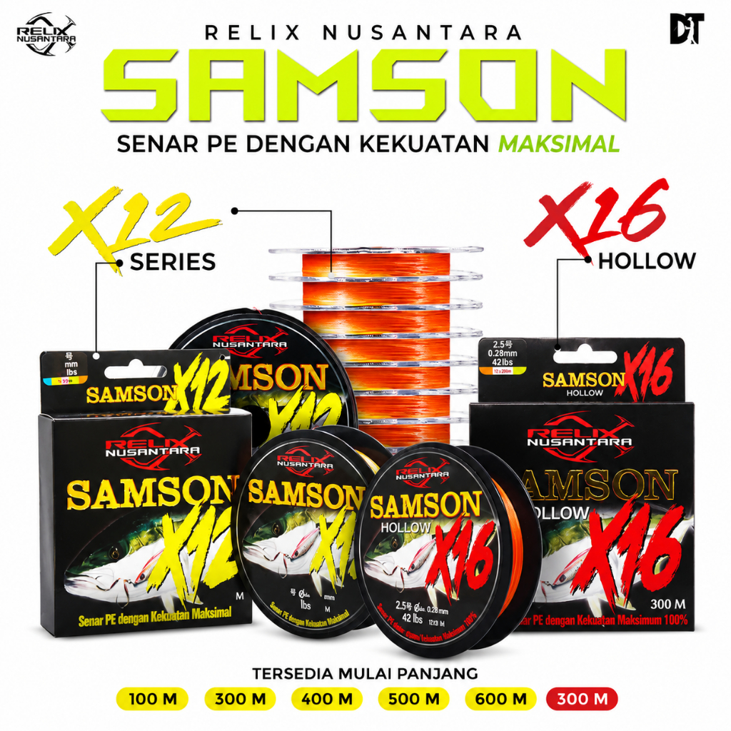 Samson X12 X16 Relix Nusantara Senar PE 300 400 500 600 Meter Senar Pancing Benang PE 1 1.5 2 2.5 3 