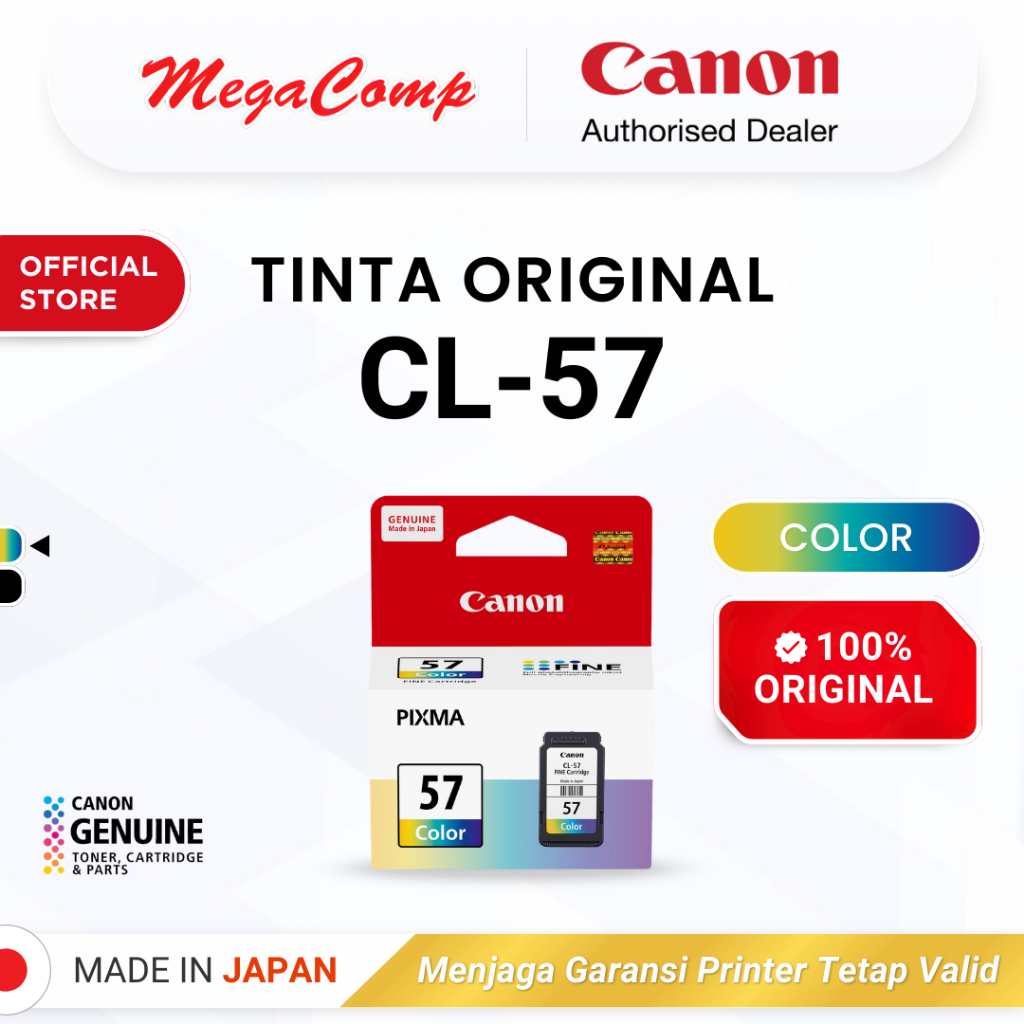 100% ORIGINAL Tinta Canon CL 57 Color - Tinta Canon E410 E470 E3470 E4570 - Tinta Asli
