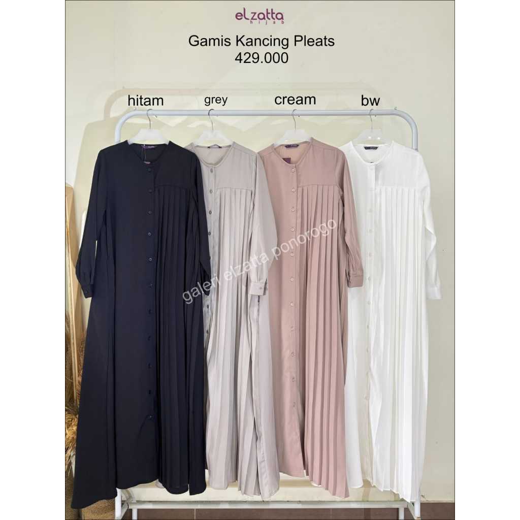 ELZATTA GAMIS KANCING PLEATS gamis dress elzatta pleats plisket (PONOROGO)