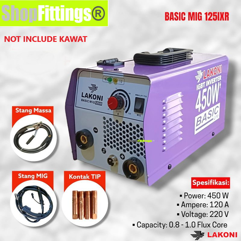 Lakoni Basic MIG 125 iXR Mesin Travo Trafo Las Inverter Welding Machine 450 Watt