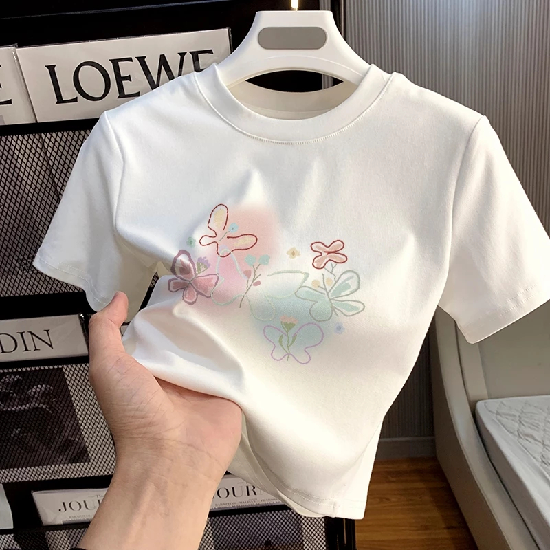 CROP TOP WANITA KUPU KUPU BAHAN KNIT PREMIUM KAOS KUPU KUPU