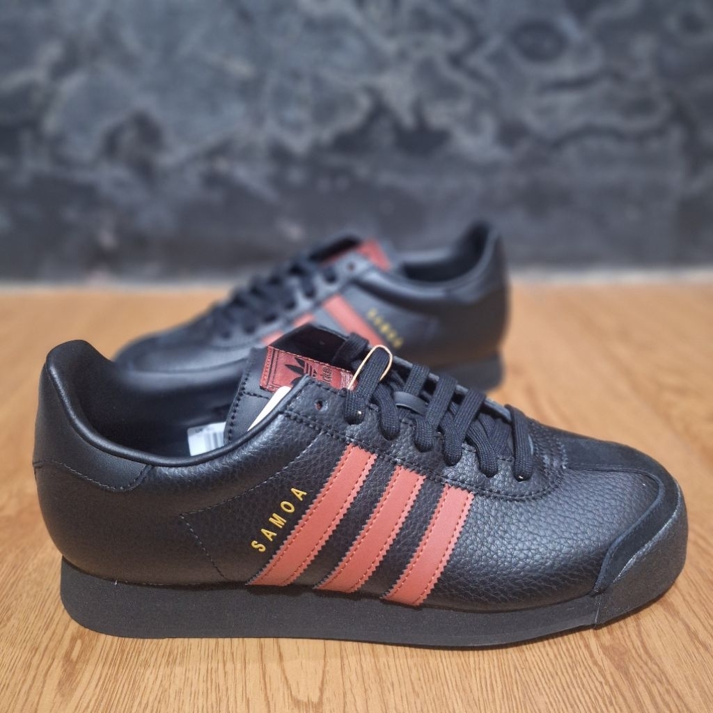 Adidas samoa black red leather