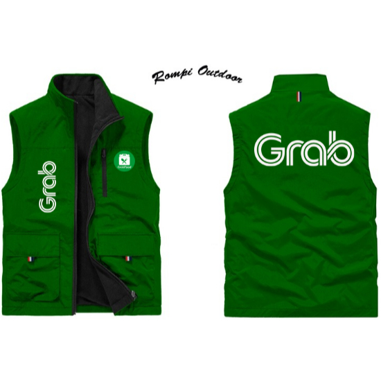 Rompi Outdoor Grab | Rompi Vest Grab Premium | Rompi Grab Driver Polos - Simpel Buat Kerja Harian