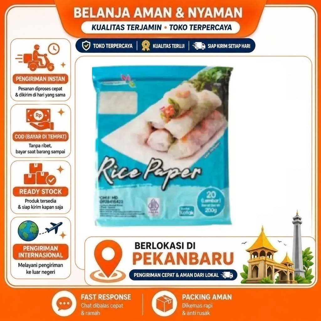 [SDW] pekanbaru/200 Gram Java Super Food Rice Paper Petak Kertas Nasi Bahan Makanan Kulit Lumpia