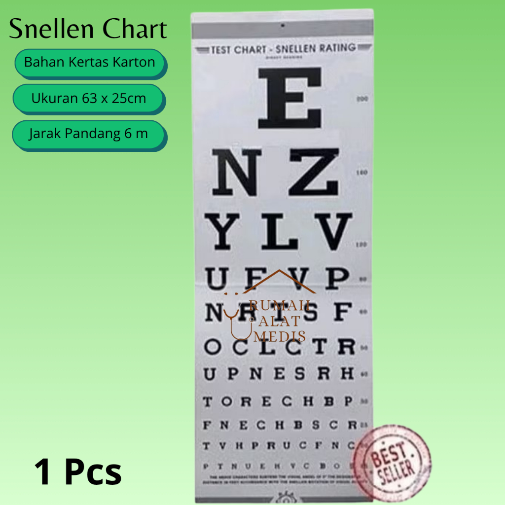 Snellen Chart / Kertas Tes Mata Rabun Jauh / Snellen Cart Manual