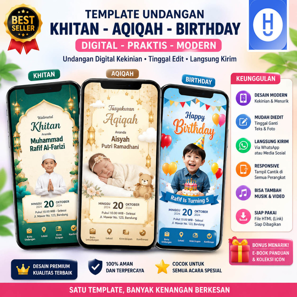 Undangan Aqiqah Online Premium Undangan Digital Khitan Undangan Digital Khitanan Anak Undangan Aqiqa