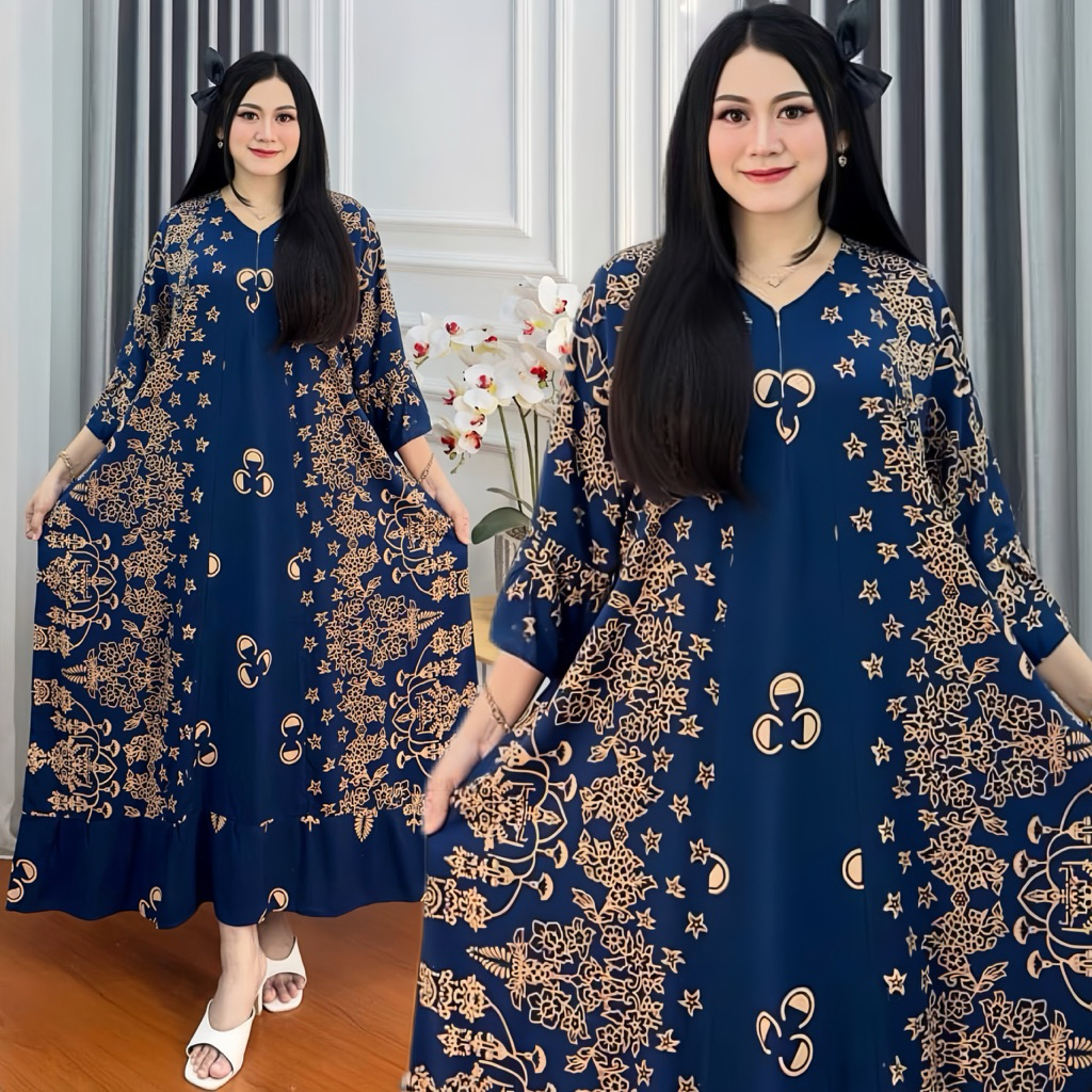 Kaila Dress Daster Jumbo LD 130 Lengan 3/4 Kain Rayon
