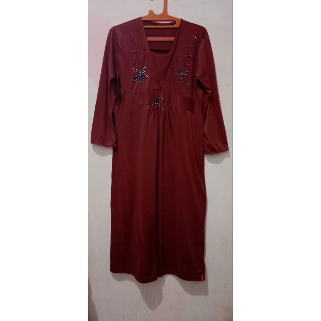 gamis payet merah maroon