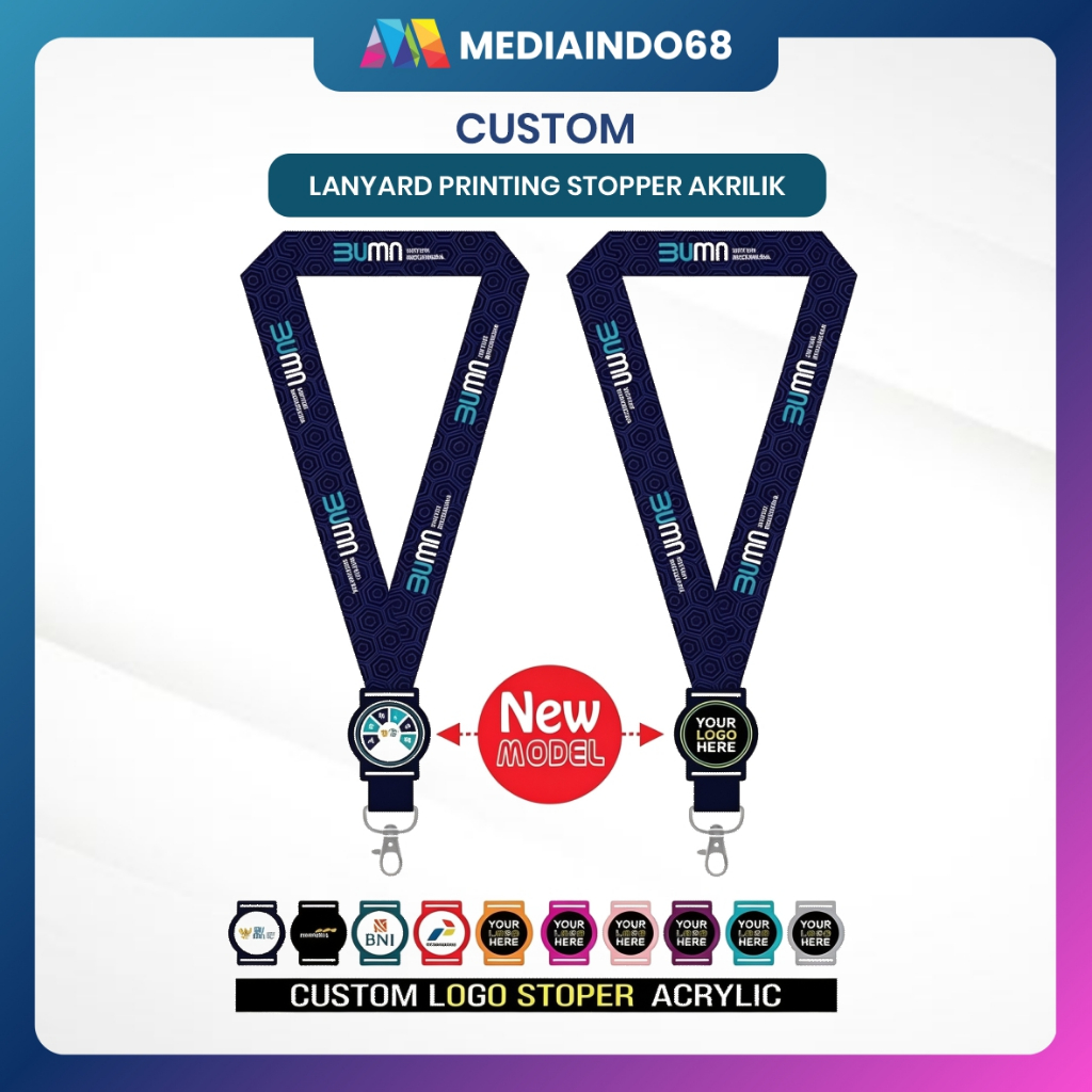 Custom Lanyard Printing Stopper Acrylic Cetak Logo BUMN (Model Baru)