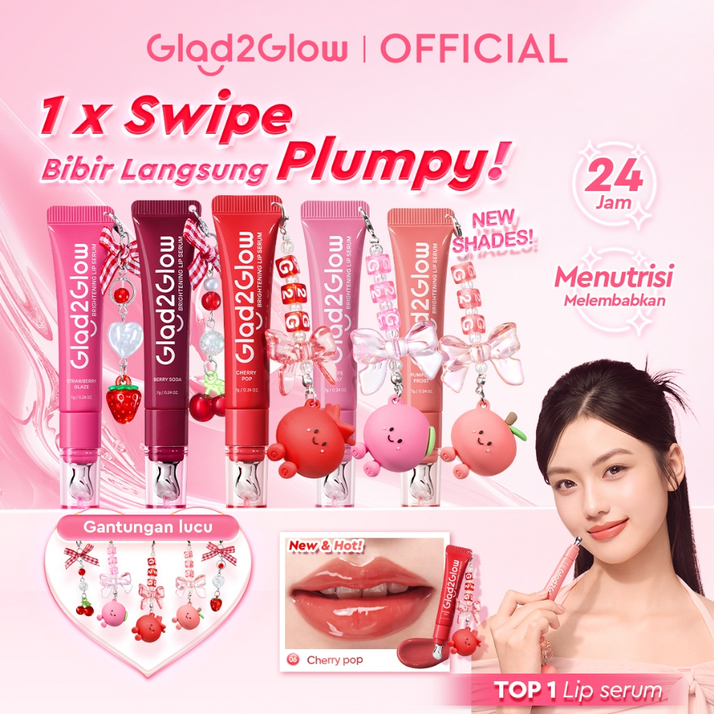 [New shades ]Glad2Glow×GGBaby Special Edition BRIGHTENING LIP SERUM 7g Ready Stock Mencerahkan, Mele