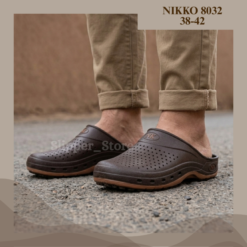 NIKKO 8032 SEPATU SANDAL SELOP KARET HITAM PRIA DEWASA NIKKO 8032 / SANDAL CROCS / SANDAL SELOP / SE