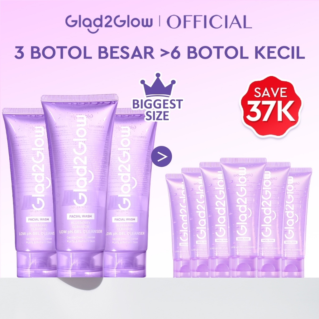 [Jumbo Size]Glad2Glow Blueberry Ceramide Low pH Gel Cleanser 150ml facial wash skincare face wash sabun cuci muka cleansing balm exfoliating exfoliasi wajah sabun muka pembersih wajah Memperbaiki penghalang kulit tetap terhidrasi wajah