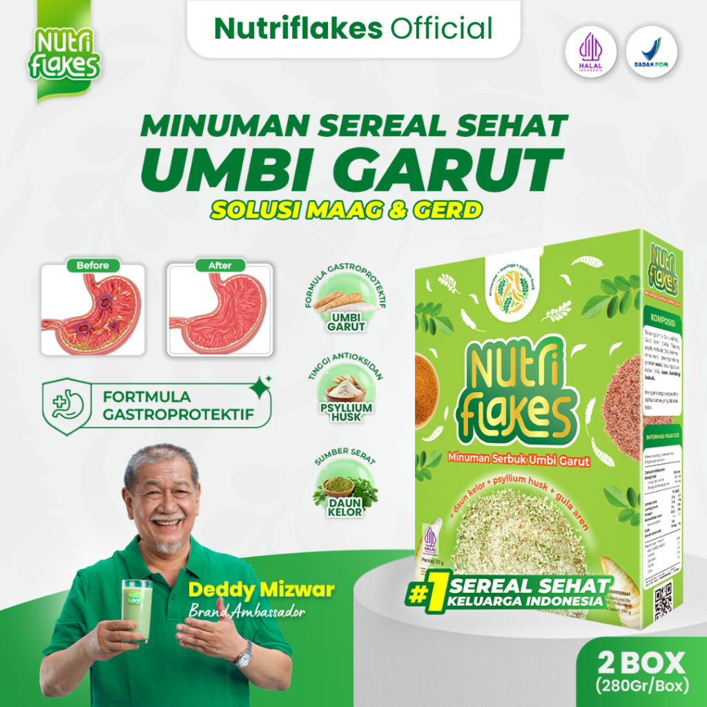 Nutriflakes Sereal Umbi Garut untuk Asam Lambung Paket 2 Box