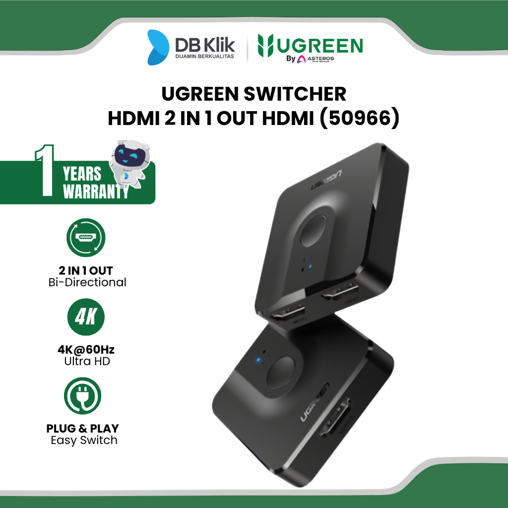Ugreen Switcher Hdmi 2 In 1 Out Hdmi (50966)