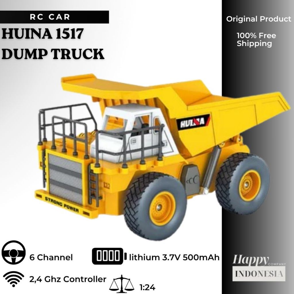 Huina 1517 RC Dumper 2.4G Alloy Dump Truck Traktor 6 Chanel 1/24 Murah