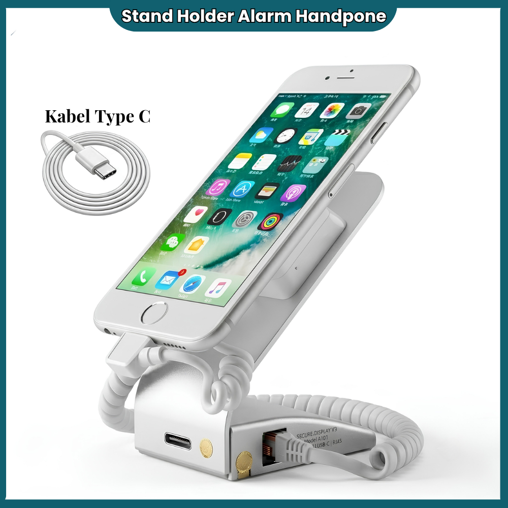 Alarm HP Holder Pengaman Handphone Anti Maling Display Stand Security Universal Support Semua Jenis 