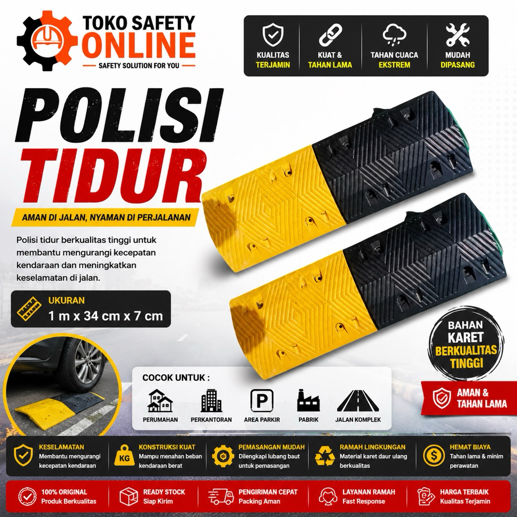 Speed Bump Rubber Tinggi 7cm - Polisi Tidur 1 Meter - Polisi Tidur Tinggi 7cm