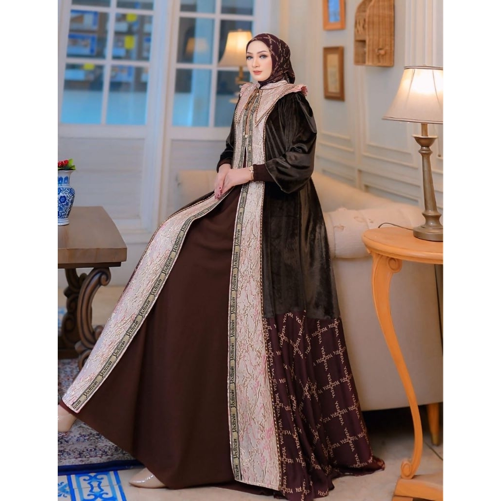 Petra/ Zalana/ Rizni Series By Yodizein Syari Original Premium || Dress Set Scraft Mewah All Size Or