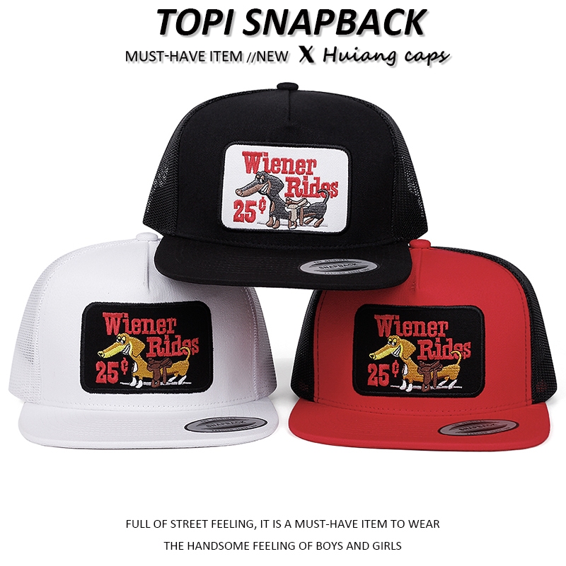 sulaman Topi snapback Topi truker bordir vintage Amerika Jaringan Pernapasan Musim Panas  unisex