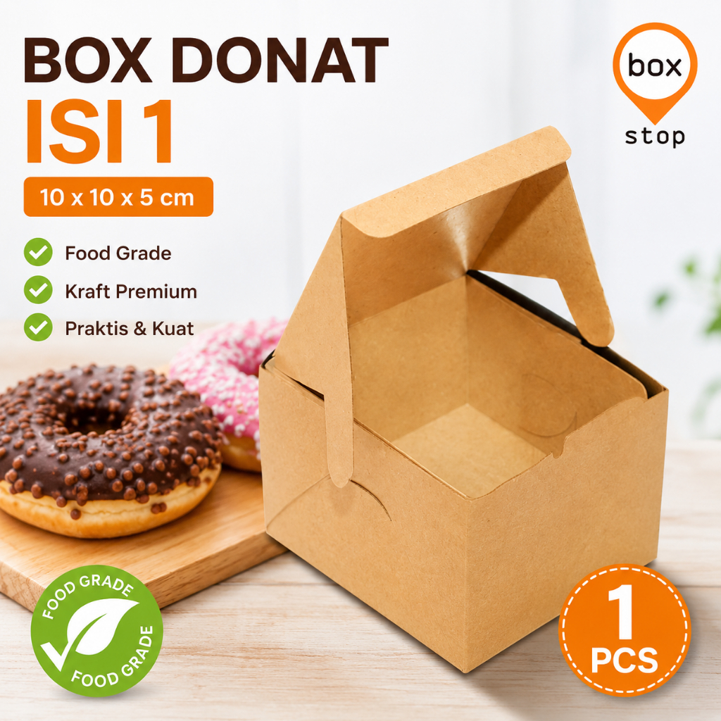 Box Donat - Kotak Donat - Dus Donat Donut - COKLAT- Isi 1 (100 pcs)