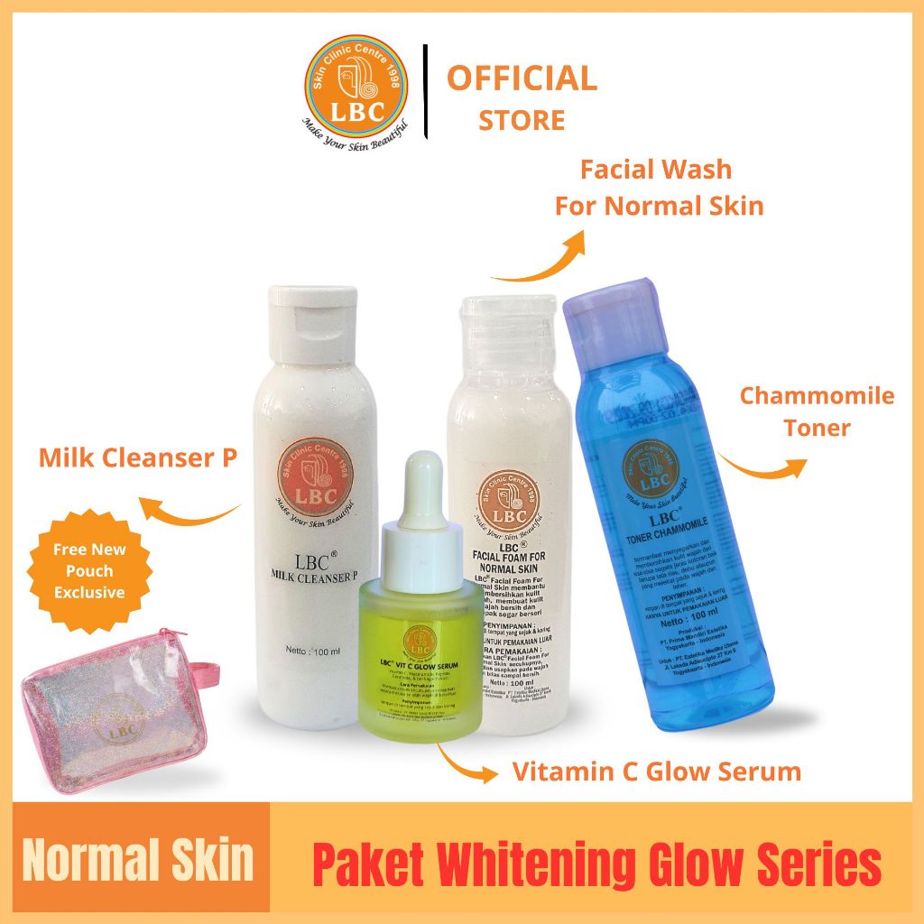 LBC Paket Whitening Glow Series For Normal Skin 20ml (FREE POUCH)