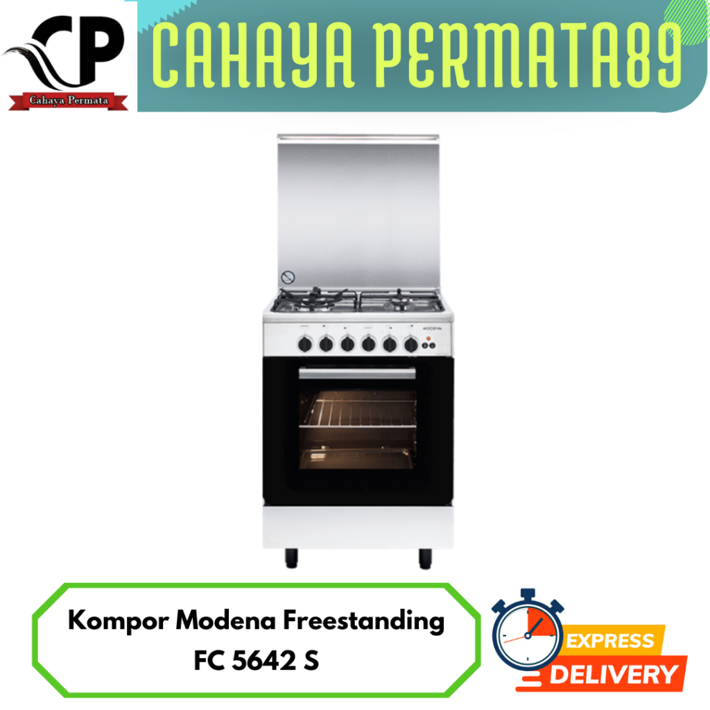 Modena FC 5642 S / FC5642S Kompor Freestanding 4 tungku 60 cm Stainless Steel Dengan Oven Gas