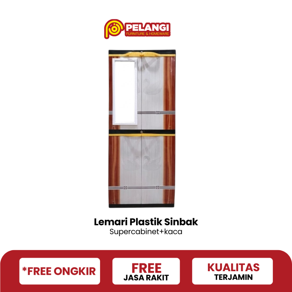 Lemari Plastik Sinbak Susun 4 Supercabinet + kaca l Lemari Plastik Serbaguna Ekonomis